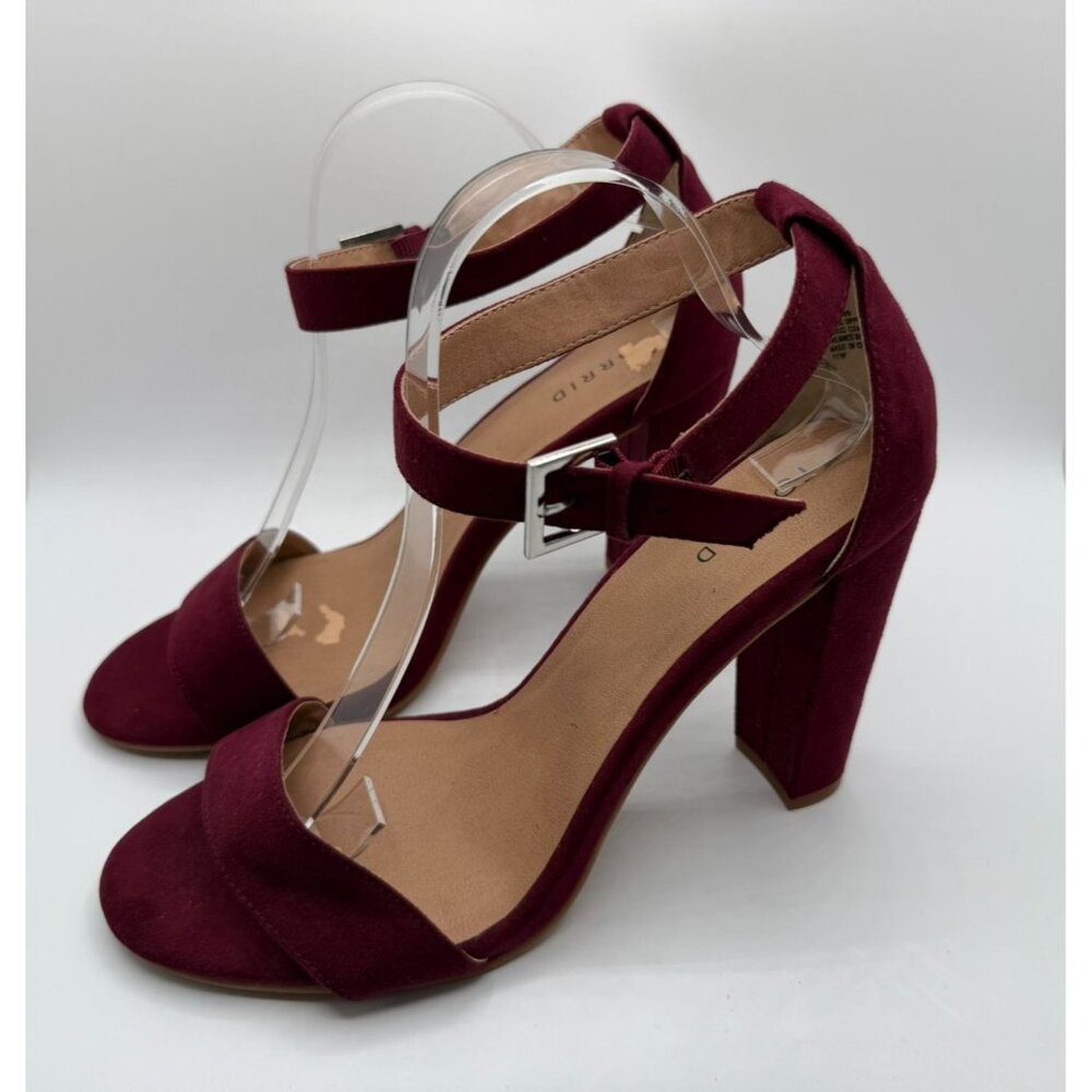 torrid Burgundy Suede Block Heel Ankle Strap Sandals